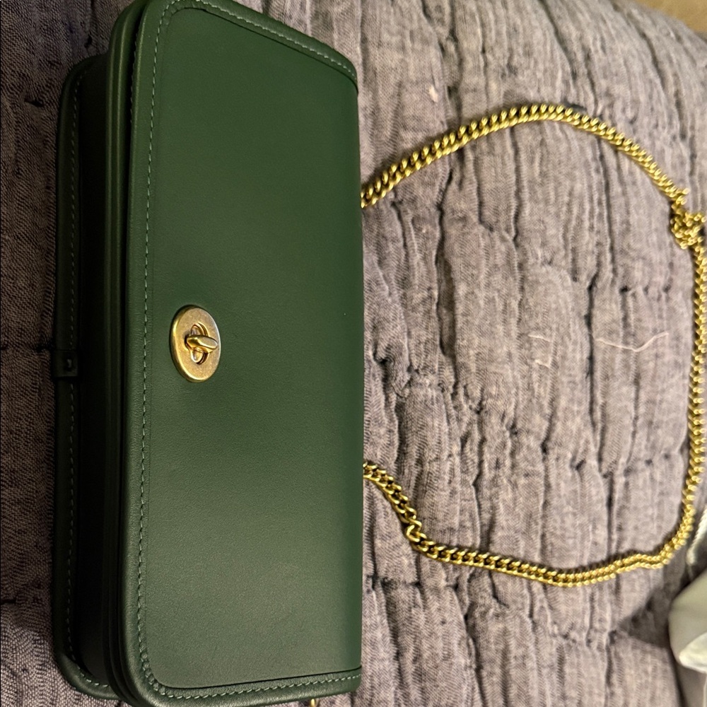 Coach Originals Dinky 3 Strap Green Leather Chain Bag